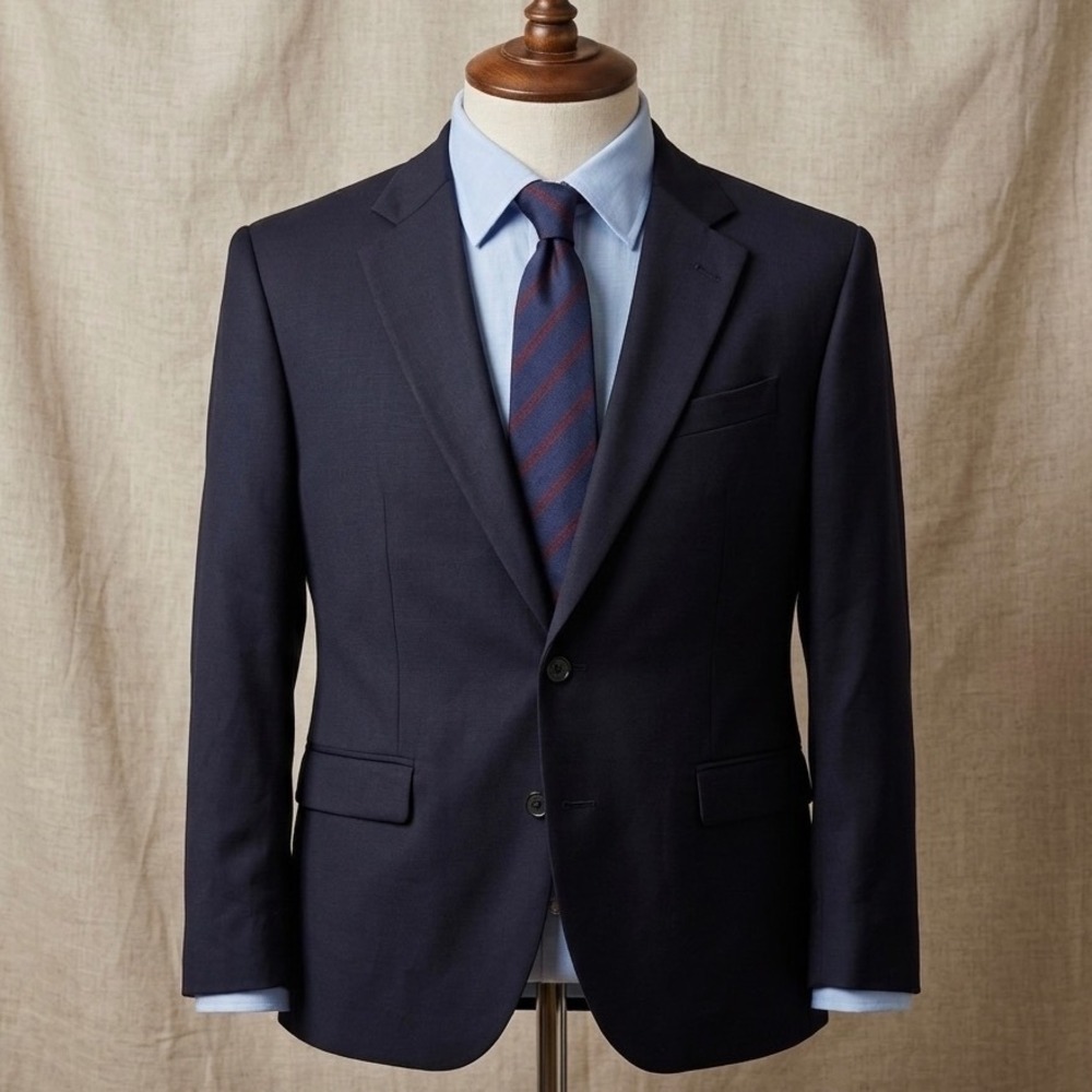 Charles Tyrwhitt Mens 42L Navy Blue Super 110s Wool Classic Fit Blazer Jacket
